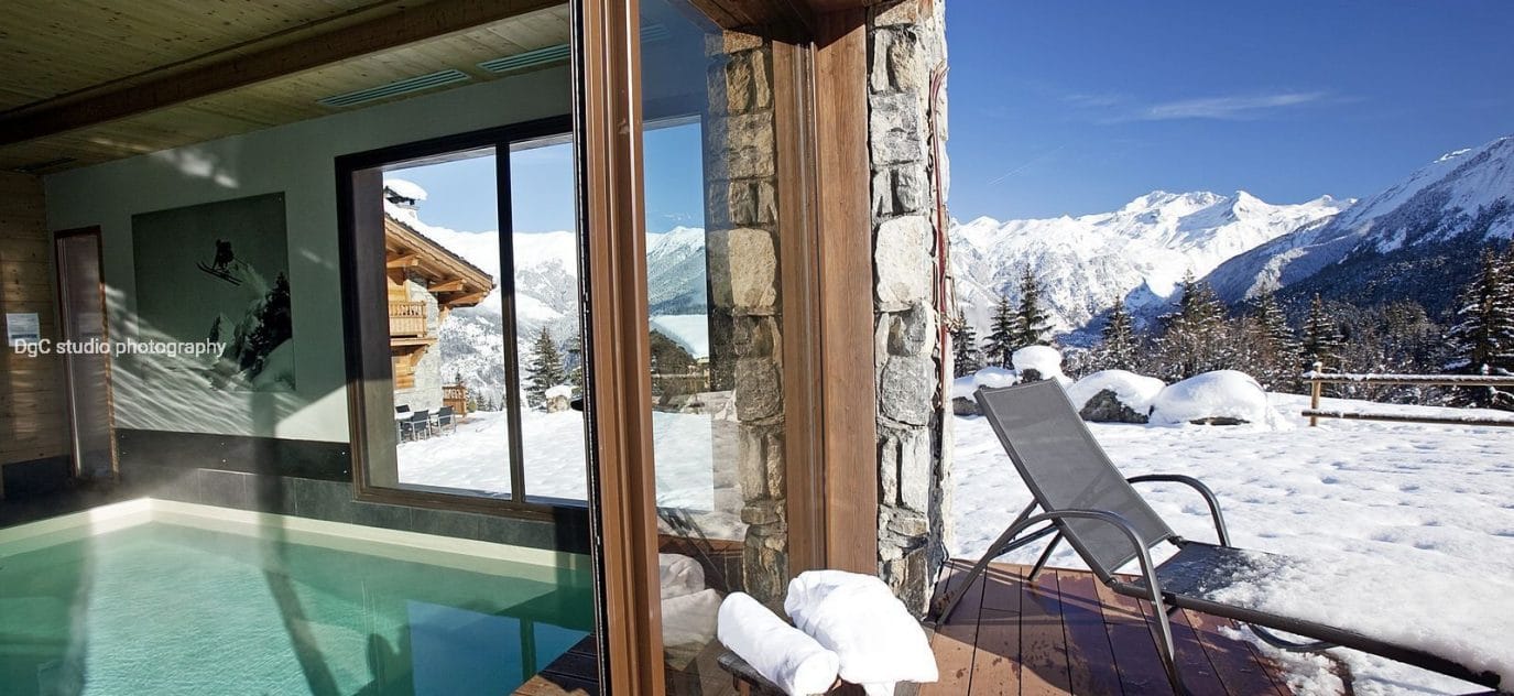 Chalet luxe avec piscine intérieure chauffée, jacuzzi, hammam, sauna, salle de massage – 7 chambres – 16 voyageurs