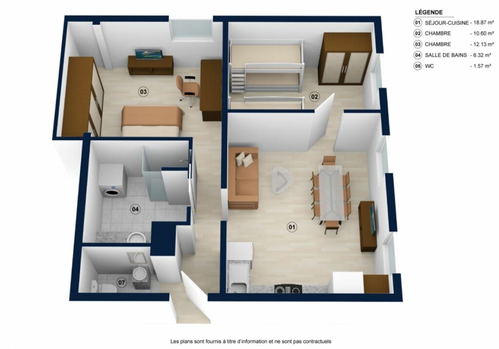 Appartement 2** au centre du village, proche pistes – 2 chambres – 7 voyageurs – 54 m²