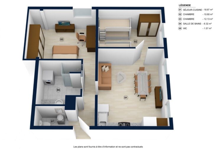 Appartement 2** au centre du village, proche pistes – 2 chambres – 7 voyageurs – 54 m²