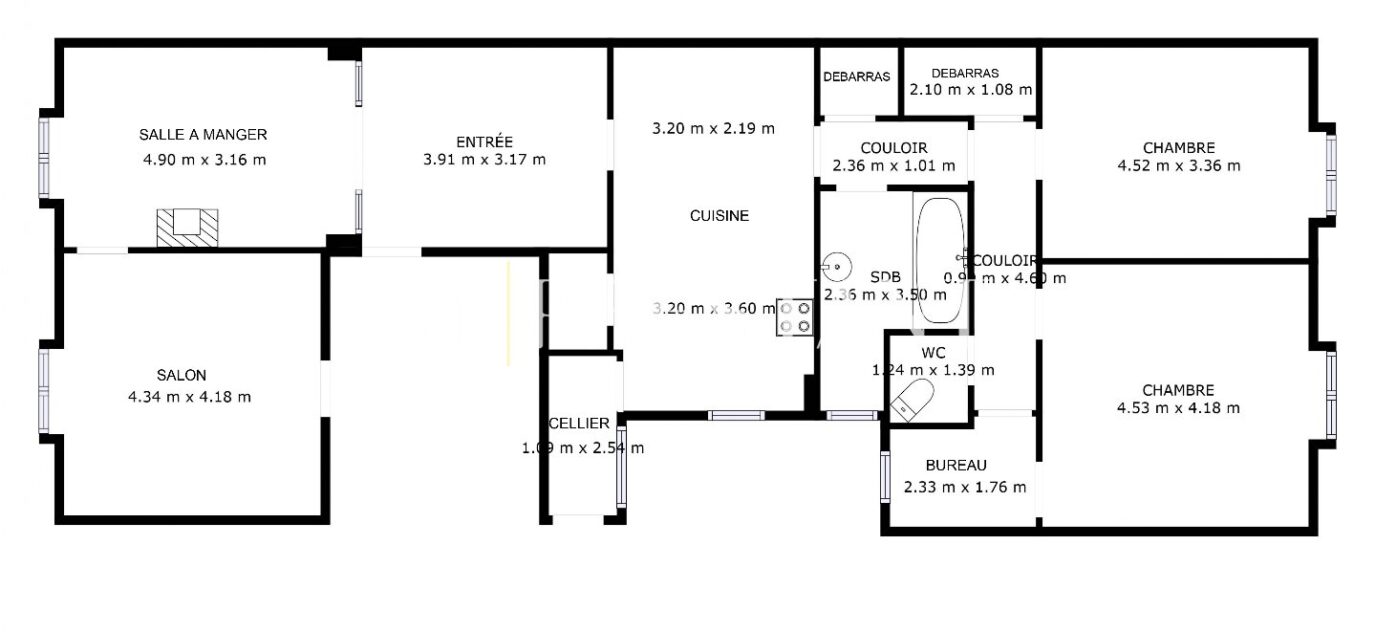 Appartement à rénover – 5 pièces – 3 chambres – 114 m²