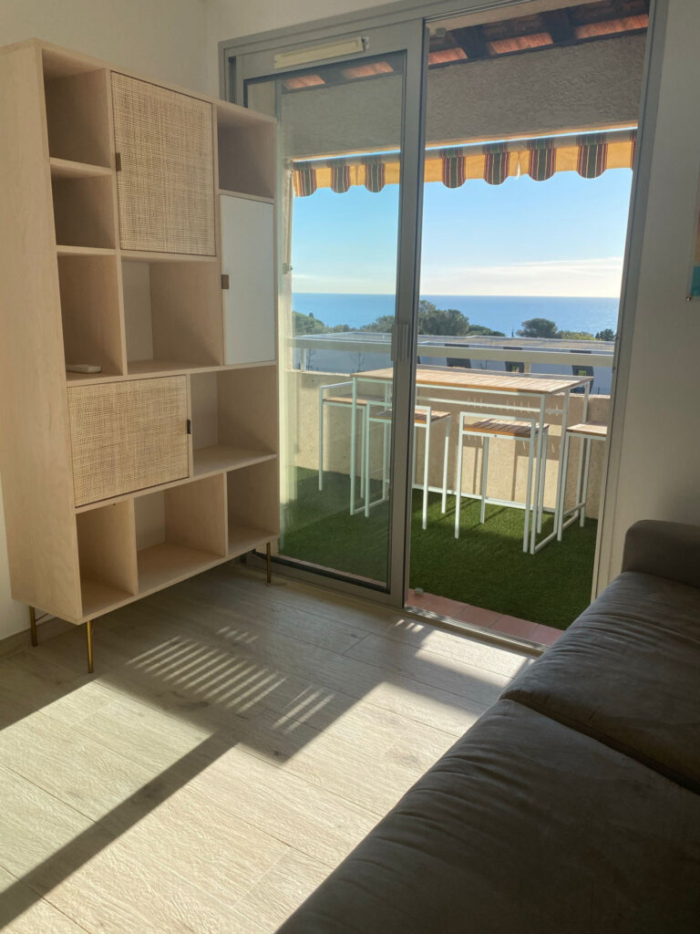 Magnifique vue mer pour cet appartement avec terrasse  – 2 pièces – 1 chambre – 27 m²