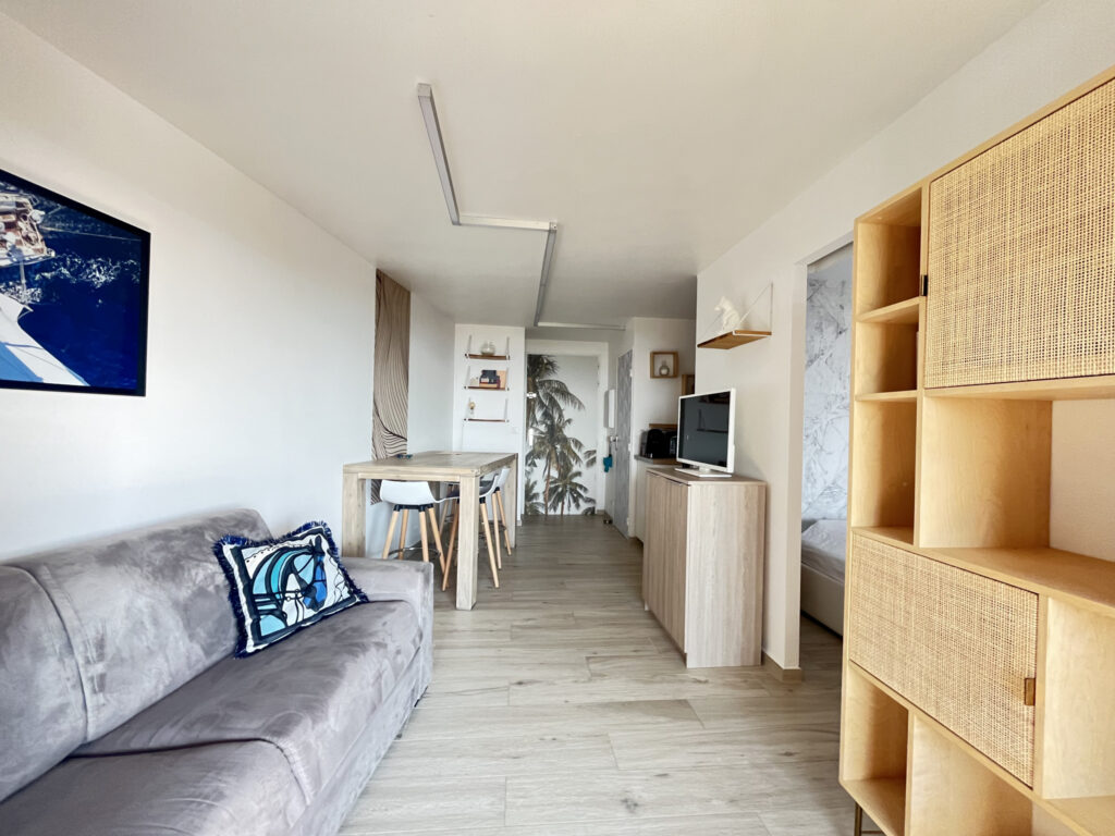 Magnifique vue mer pour cet appartement avec terrasse  – 2 pièces – 1 chambre – 27 m²