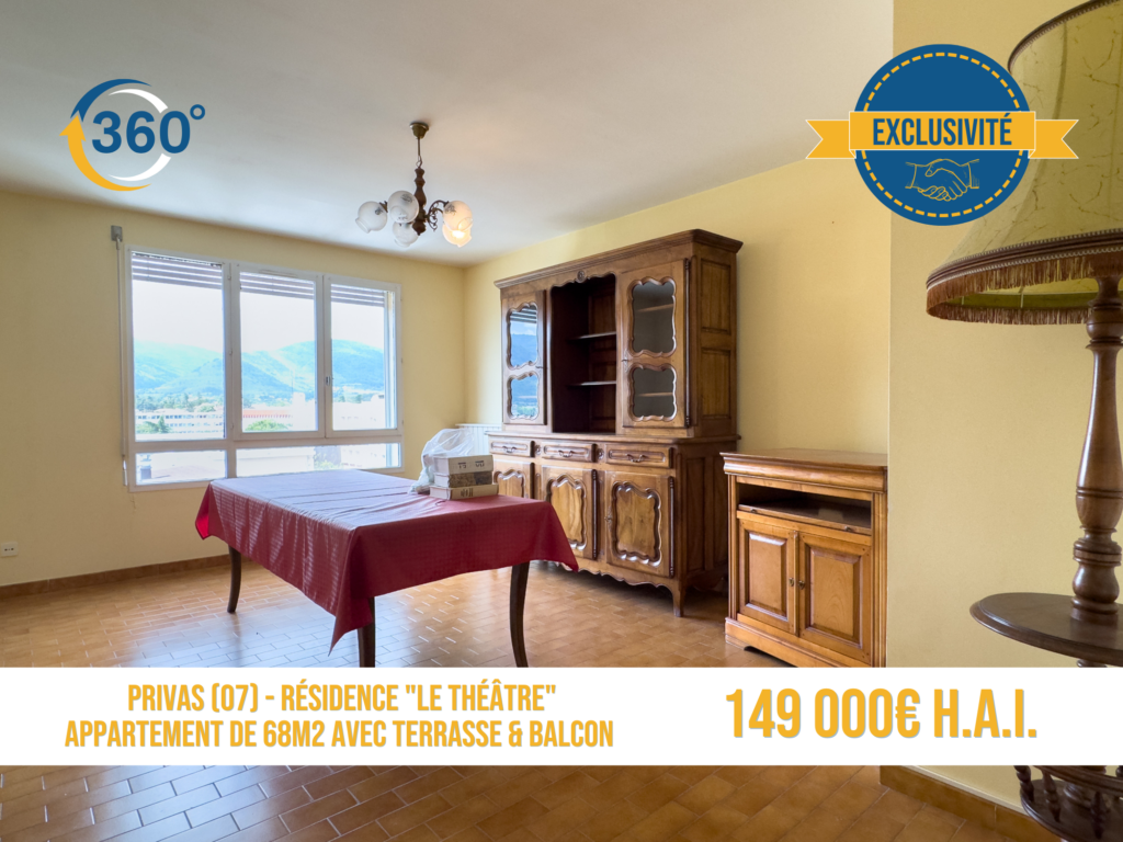 Bel Appartement de 68m2 dans une résidence sécurisée – 4 pièces – 2 chambres – 68 m²