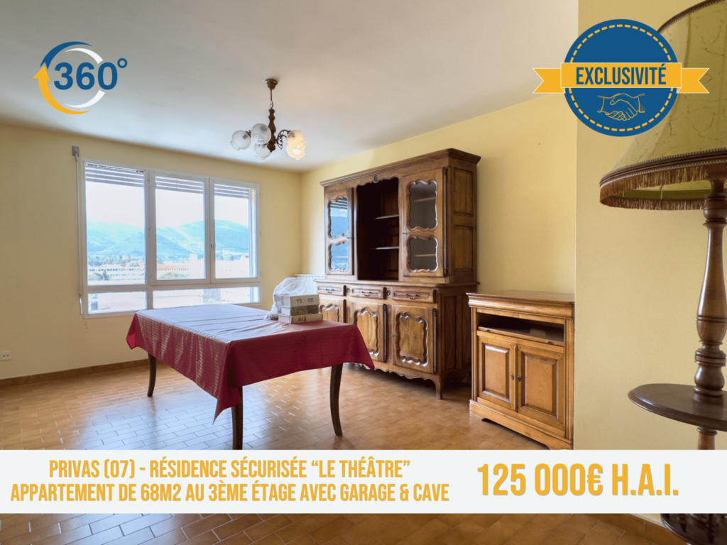 Bel Appartement de 68m2 dans une résidence sécurisée – 4 pièces – 2 chambres – 68 m²