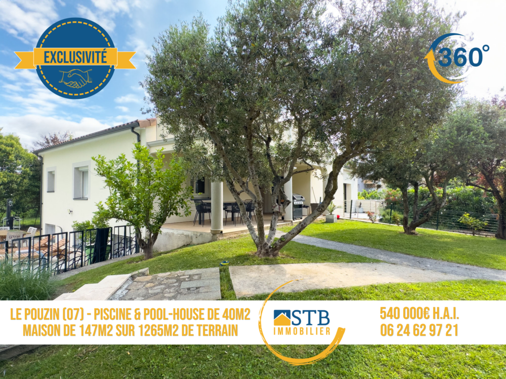 Maison de 147m2 habitables avec piscine et pool-house sur 12 – 7 pièces – 4 chambres – 187 m²