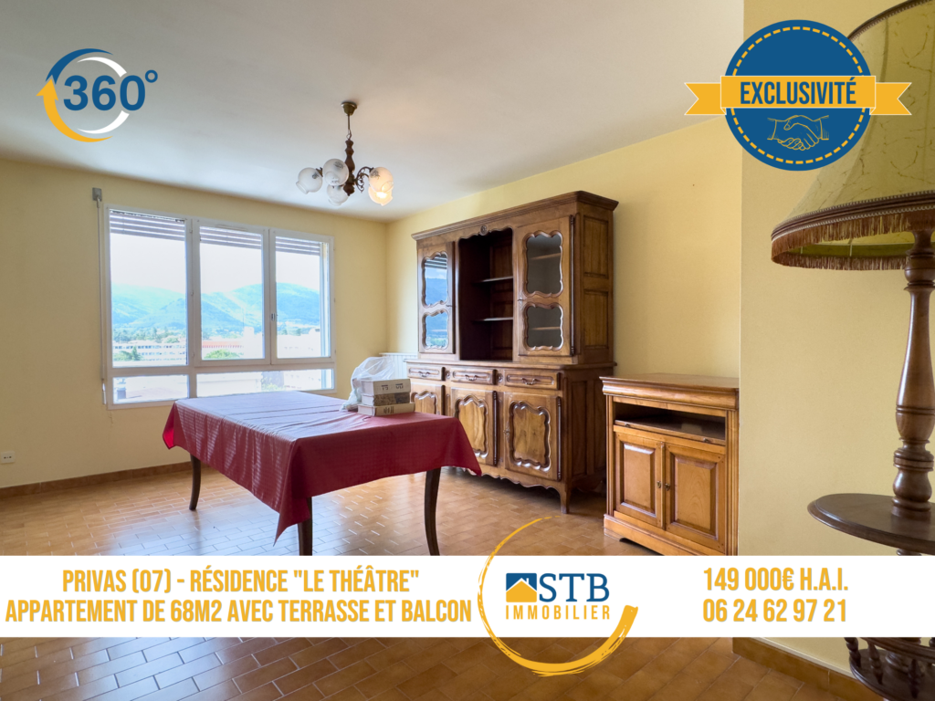 Bel Appartement de 68m2 dans une résidence sécurisée – 4 pièces – 2 chambres – 68 m²