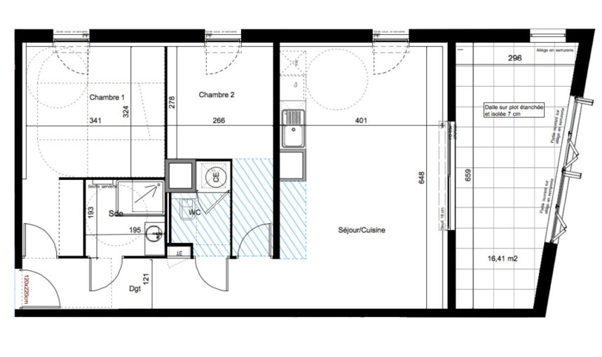A vendre, appartement T3 – castries (34)  – 3 pièces – 2 chambres – 63.55 m²