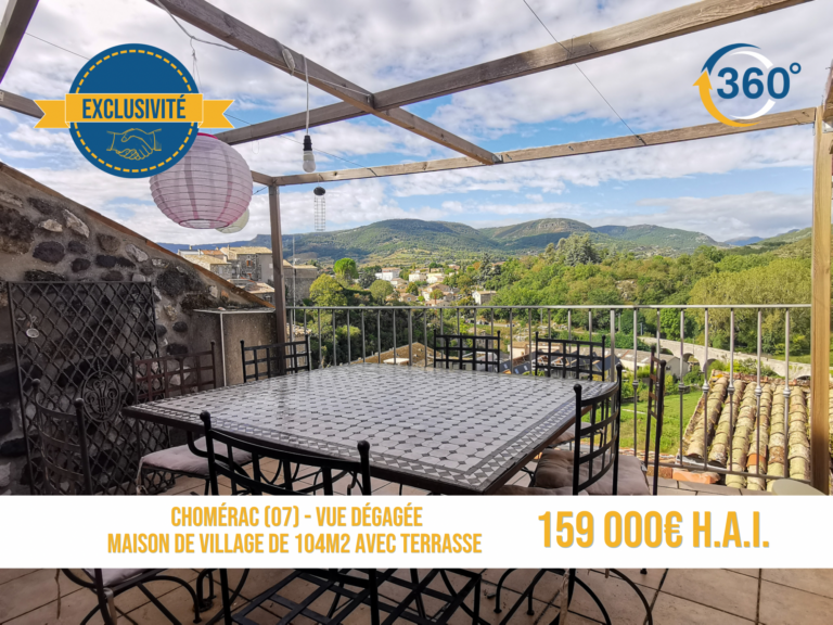 Maison de village de 104m2 avec terrasse – 5 pièces – 3 chambres – 104 m²