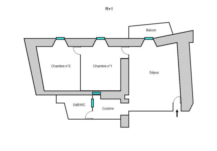 Appartement – 3 pièces – 2 chambres – 49 m²