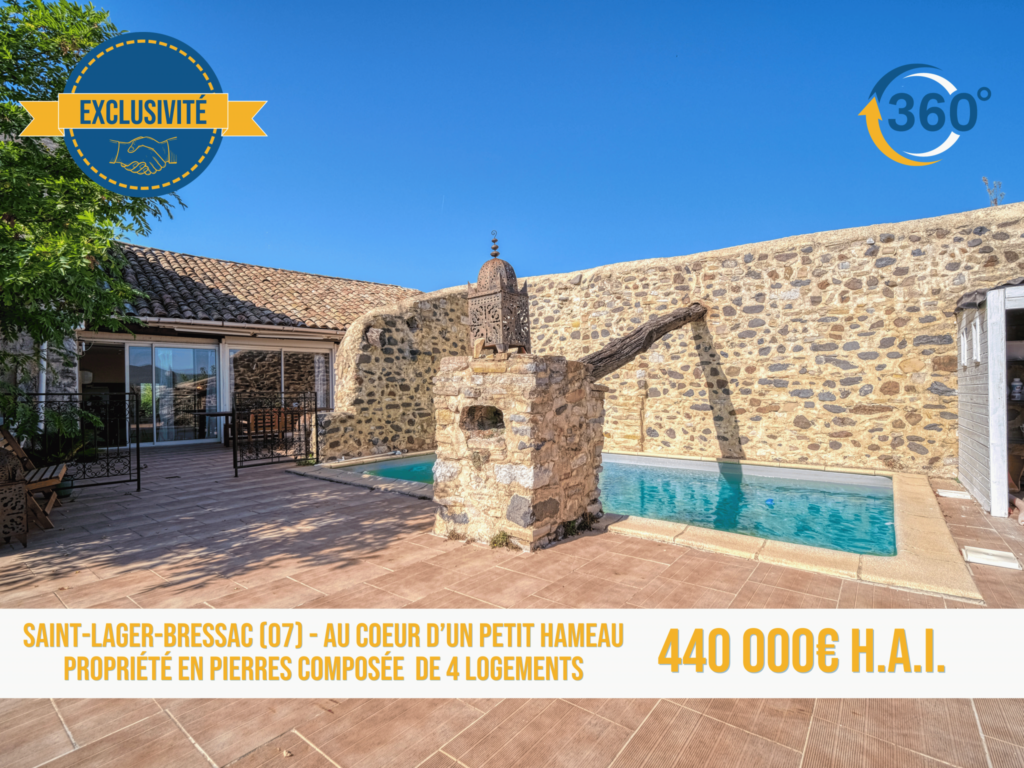 Propriété en pierres composée de 4 logements individuels – 14 pièces – 7 chambres – 287 m²