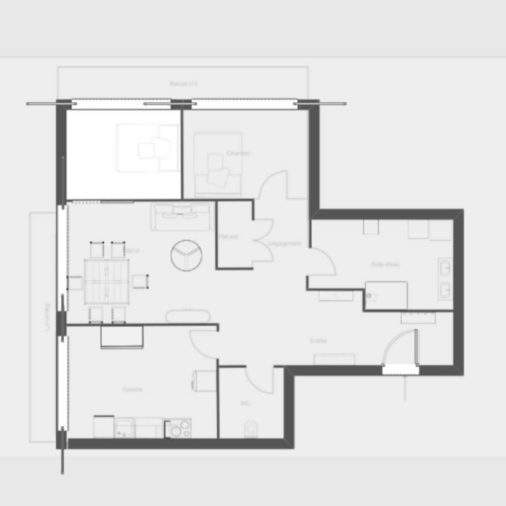 Superbe appartement lumineux et calme offrant une très belle – 2 pièces – 1 chambre – 74 m²