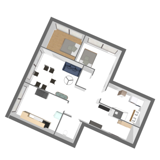 Superbe appartement lumineux et calme offrant une très belle – 2 pièces – 1 chambre – 74 m²