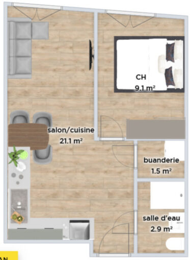 Appartement T2 à 10min d’Evian-les-Bains  – 2 pièces – 1 chambre – 34.6 m²
