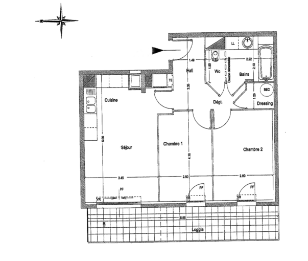 LE SQUARE T3 TERRASSE BOX 13008 PROX 26E CENTENAIRE – 3 pièces – 2 chambres – 57.3 m²