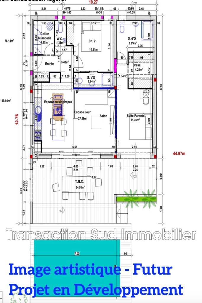 vente maison 2 Pièce(s) – 2 pièces – 1 chambre – 34.60 m²
