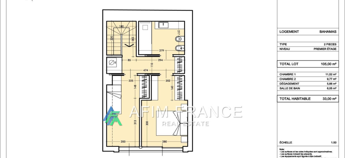 vente appartement 2 Pièce(s) – 2 pièces – 1 chambre – 71.00 m²