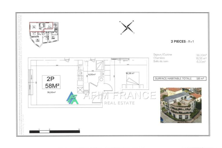 vente appartement 2 Pièce(s) – 2 pièces – 1 chambre – 58.00 m²