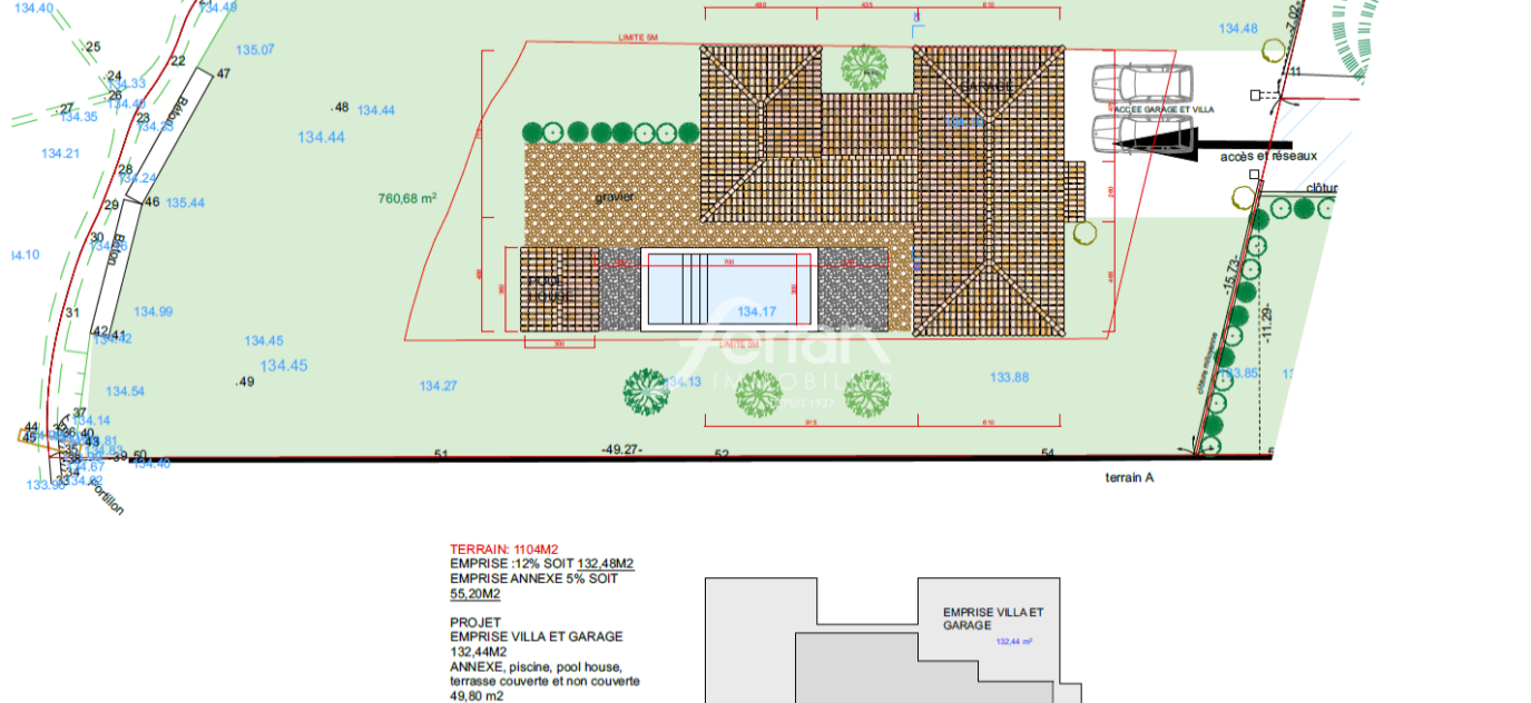 A VENDRE TERRAIN PLAT CONSTRUCTIBLE – LE PLAN DE LA TOUR – 1104.00 m²