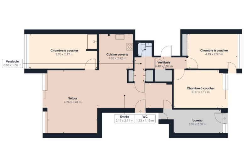 Appartement 5 Pièces Saint Cloud Val d’Or  – 5 pièces – 4 chambres – 119.18 m²
