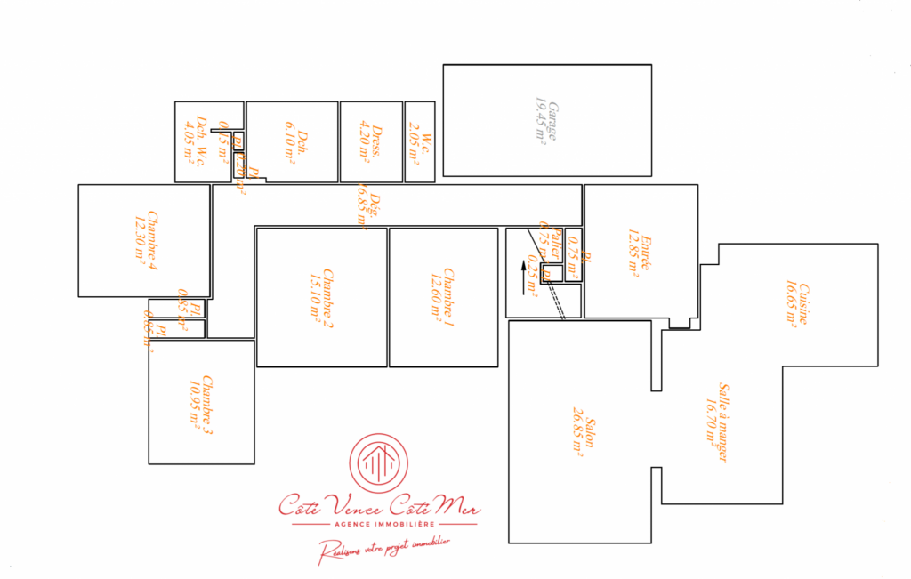 Maison d’architecte de 161,05 m2 – Gattières (06510) – 6 pièces – 4 chambres – 161 m²