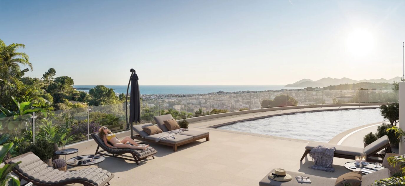 Proche Cannes – 5 pièces neuf dernier étage vue mer terrasse et garages – 5 pièces – 4 chambres – 8 voyageurs – 157.5 m²