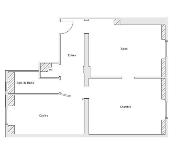 Boulevard Flandrin – 2 pièces de 47 m². Dernier étage avec ascenseur sans aucun vis à vis. En bon état. Plan parfait. Rare dans ce secteur! – 2 pièces – 1 chambre – 47 m²