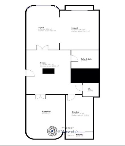 Appartement 4 pièces cœur Libération – 4 pièces – 2 chambres – 83.75 m²