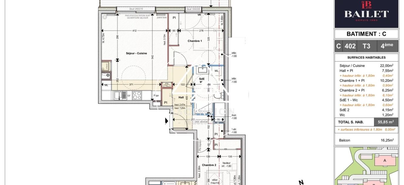 Programme neuf – Appartement 2 chambres – Le Snow Roc – Saint-Jean-d’Aulps – 3 pièces – 2 chambres – NR voyageurs – 55.85 m²