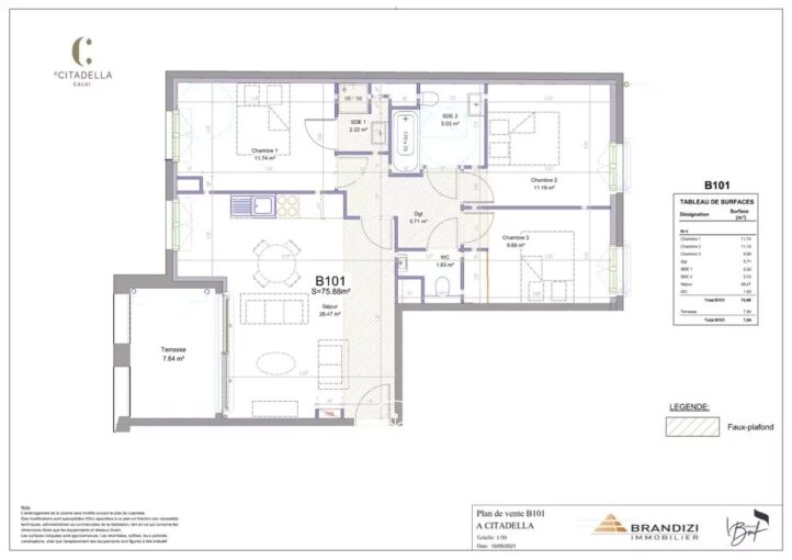Appartement 4 pièces – Calvi – 4 pièces – 3 chambres – 75.88 m²
