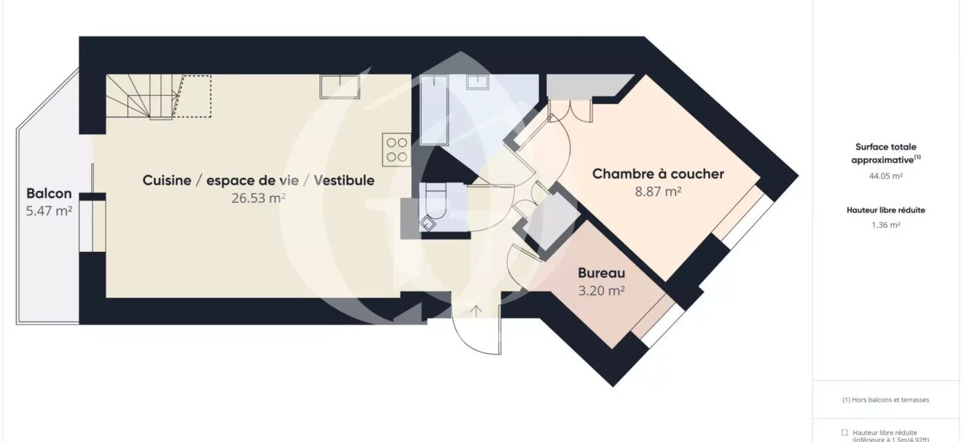 EXCLUSIVITE appartement duplex de charme au 1er et dernier étage dans résidence de standing – 3 pièces – 1 chambre – 2 voyageurs