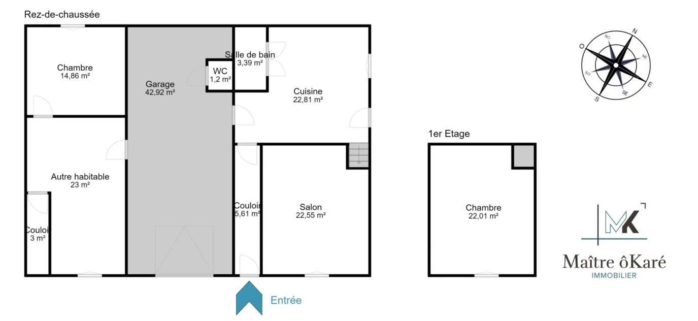 Maison individuelle rénovée / 4 Chambres / Terrasse et terrain + Maison à rénover – 6 pièces – NR chambres – 230 m²