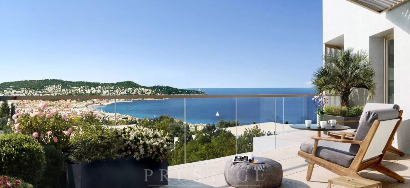 Nice 2 pièces vue mer avec terrasse et parking – 2 pièces – 1 chambre – 44 m²