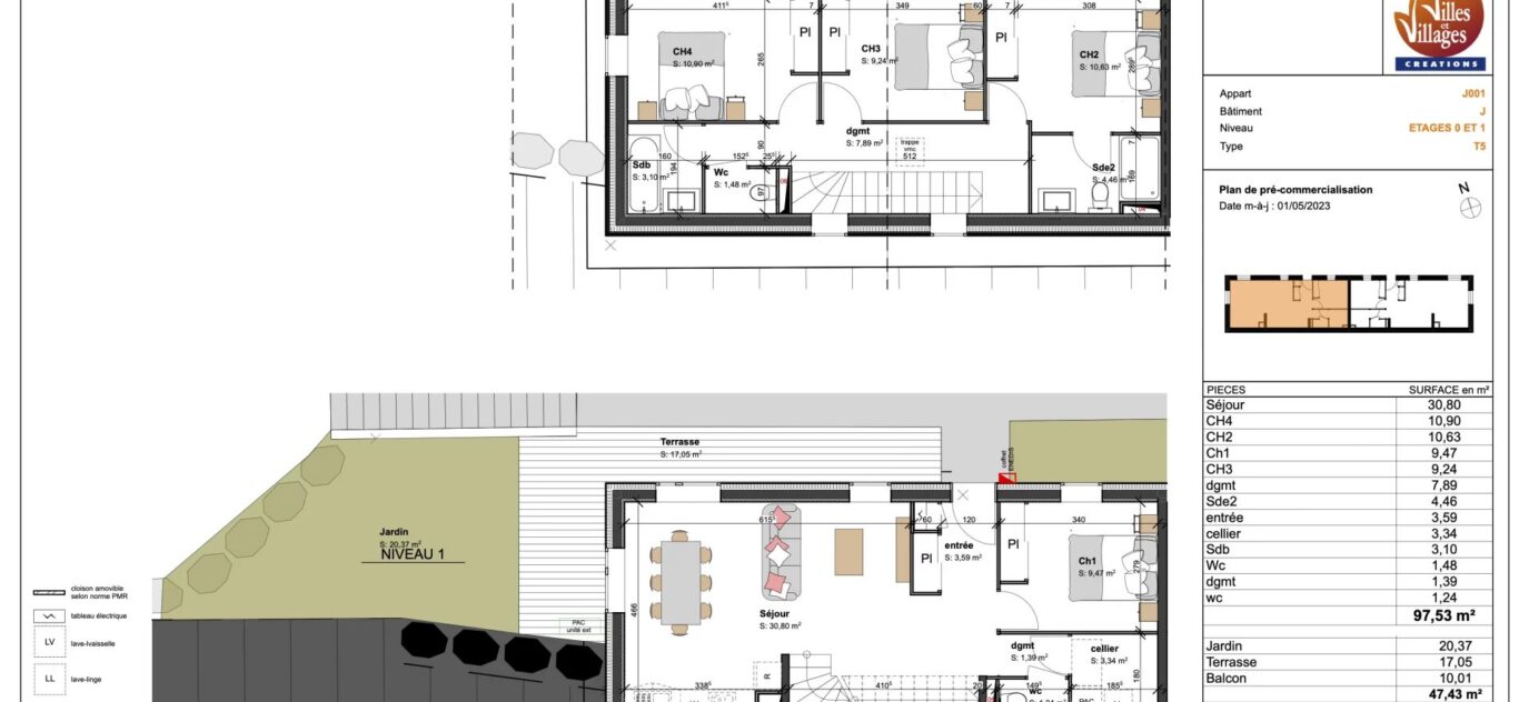 Chalets neufs dans une résidence à taille humaine à Morzine. – 5 pièces – 4 chambres – 8 voyageurs – 97.53 m²