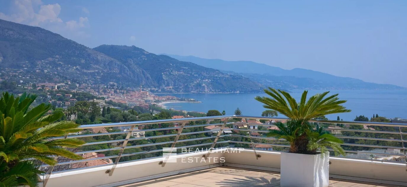 A 10 minutes de Monte-Carlo – Beaux Appartements avec vue mer panoramique – 6 pièces – 4 chambres – 8 voyageurs – 160 m²