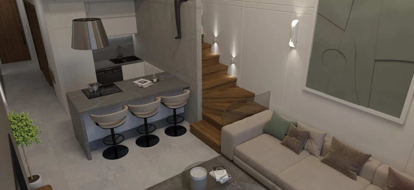 Penthouse loft de deux chambres dans le développement Casa del Mare – 3 pièces – 2 chambres – 80 m²