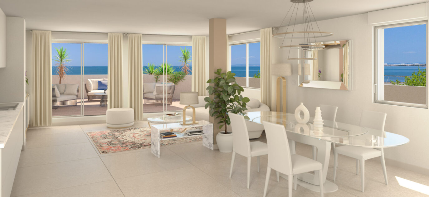 Exclusif – appartement vue mer – Grau du roi – accès plage – 4 pièces – 3 chambres – 98.7 m²