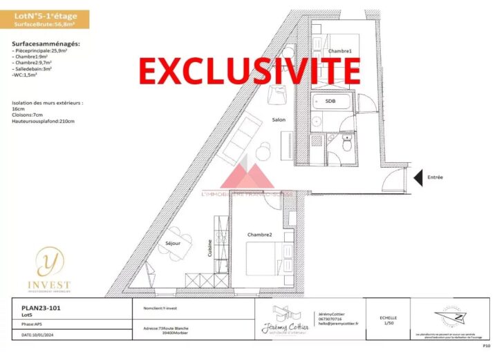 Appartement à rénover avec place de parking privé – 1 pièce – NR chambres – 8 voyageurs – 56 m²