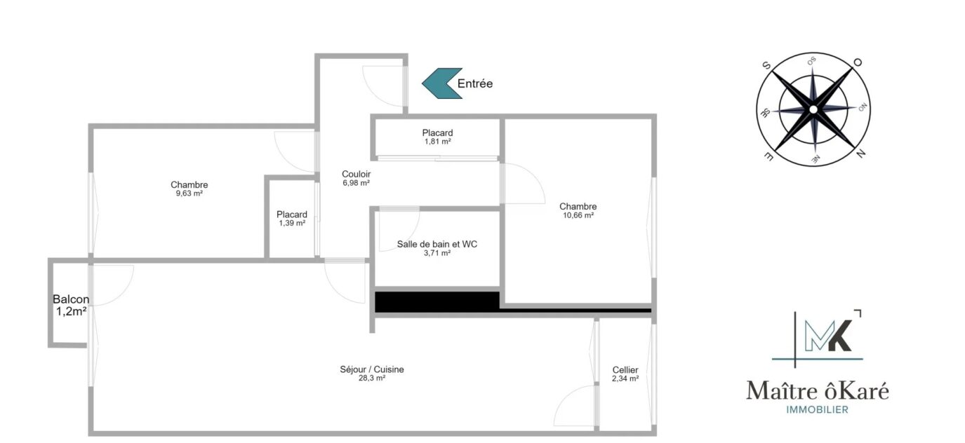 Appartement 3 pièces 61 m² – balcon – loggia – 3 pièces – NR chambres – 61 m²