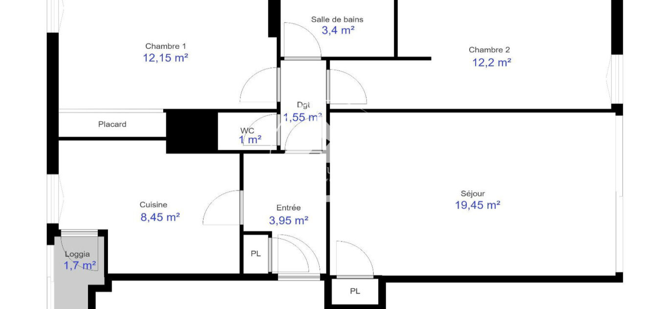 A SAISIR ! Type 3 avec garage fermé résidence La Mazenode 11èm – 3 pièces – 2 chambres – NR voyageurs – 62.15 m²