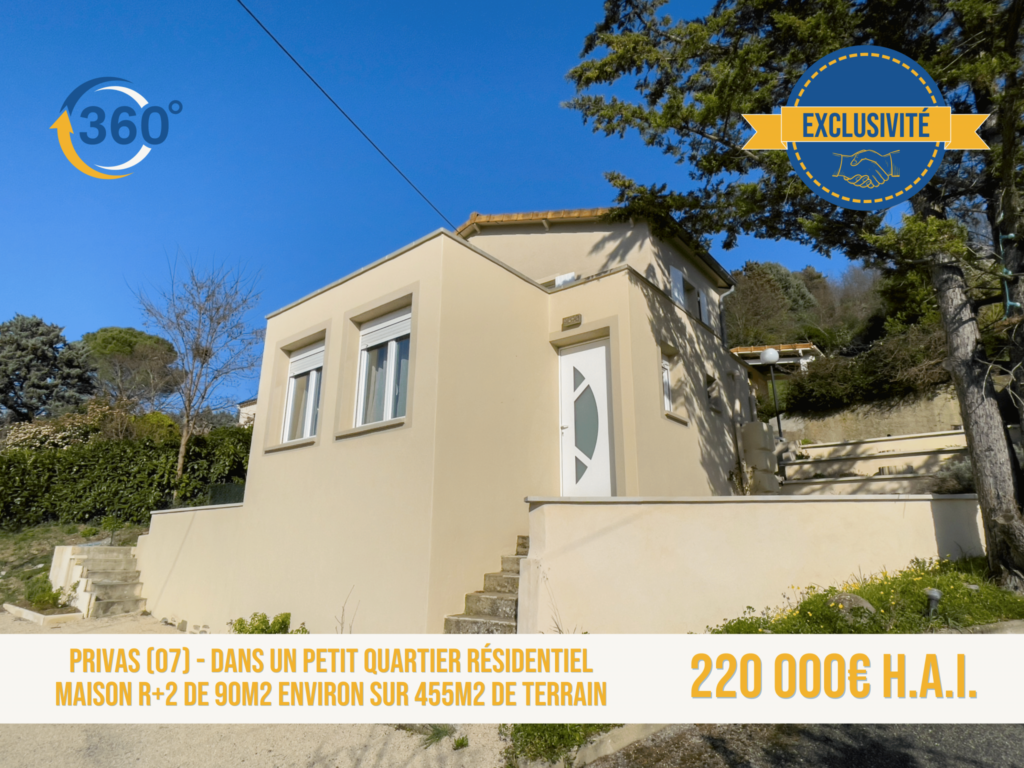Maison R+2 dans un quartier résidentiel au coeur de Privas – 5 pièces – 3 chambres – 90 m²
