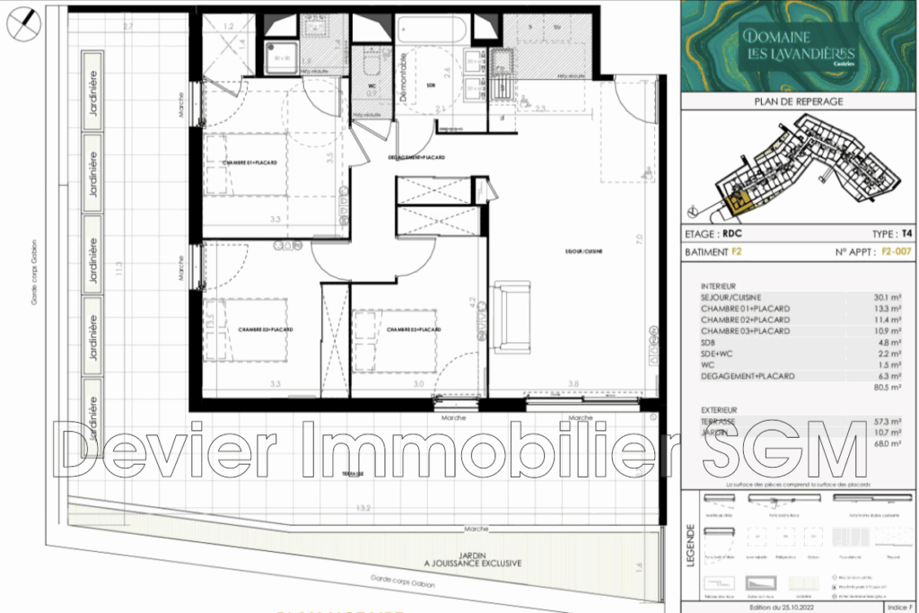 vente appartement 4 Pièce(s) – 4 pièces – 3 chambres – 4  – 80.50 m²