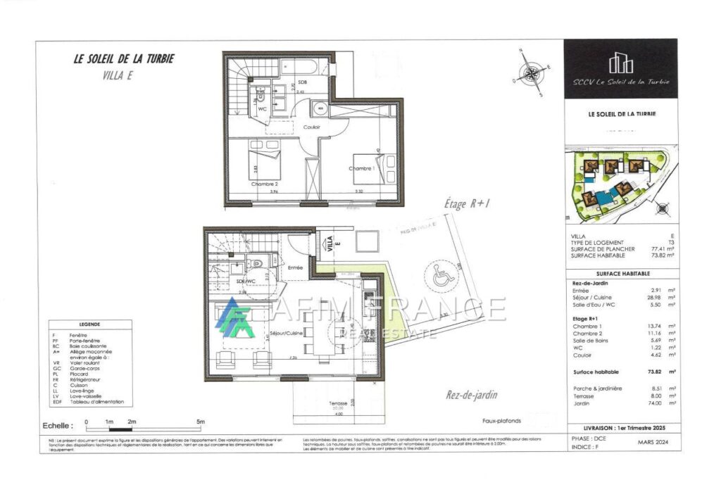vente villa 3 Pièce(s) – 3 pièces – 2 chambres – 4  – 73.82 m²