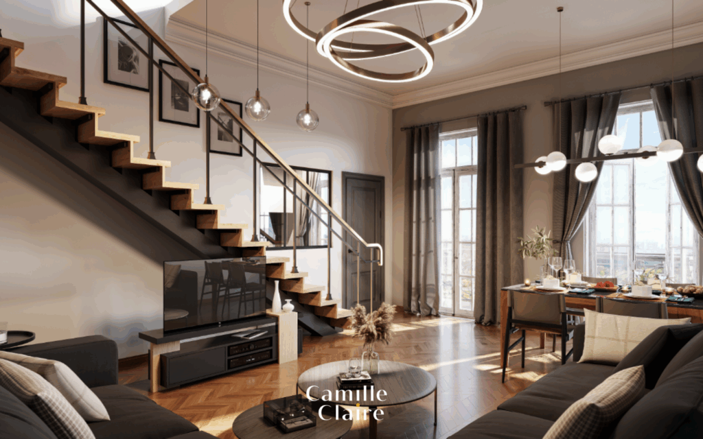 Appartement dans immeuble bourgeois Haussmannien sur Marseil – 3 pièces – 2 chambres – NR  – 57 m²