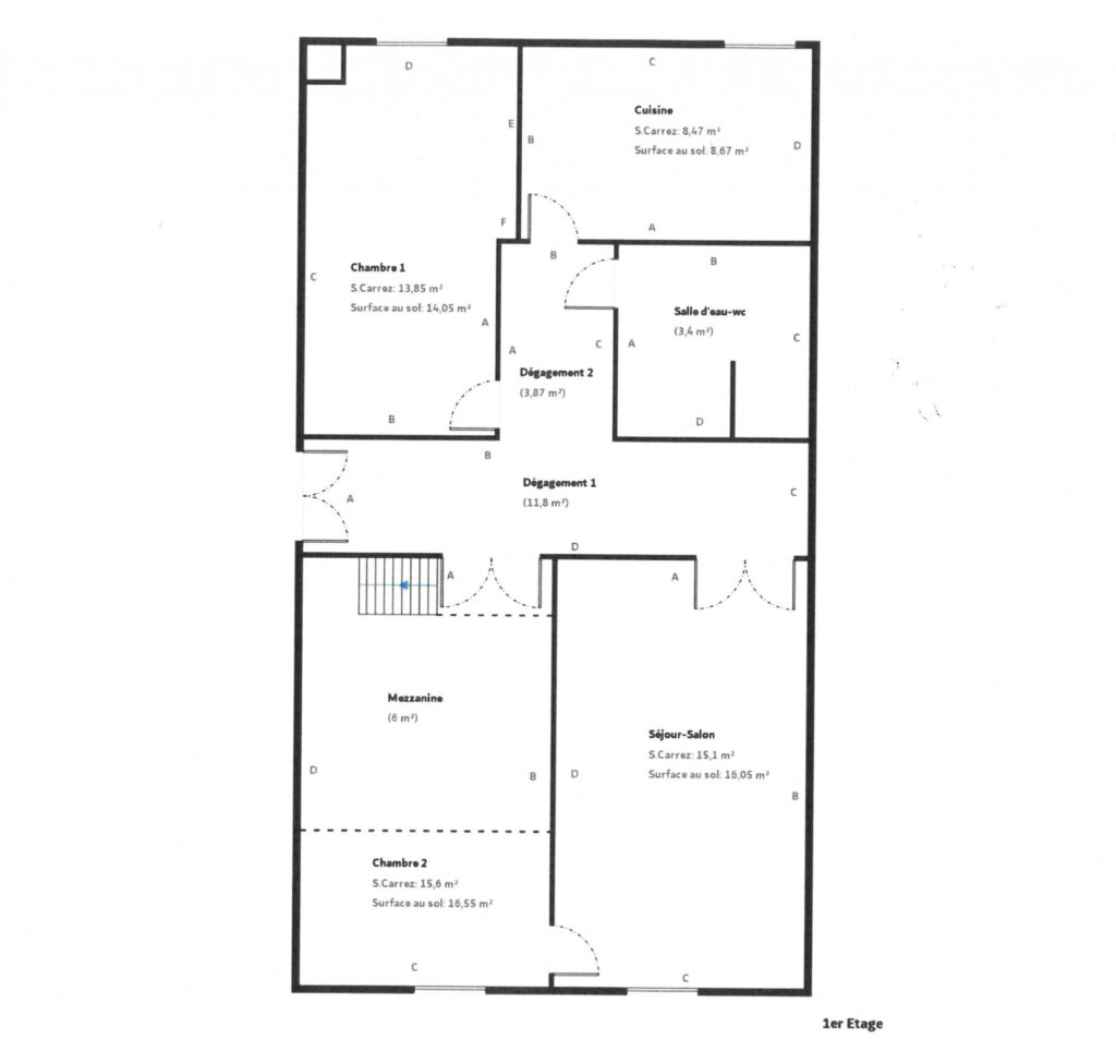 TROIS PIECES COEUR DE MENTON pour habitation ou profession L – 3 pièces – 2 chambres – 8  – 80.39 m²