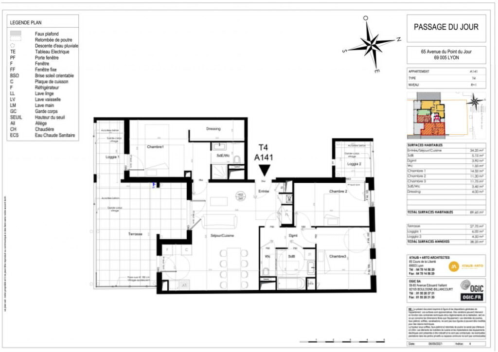 4 PIÈCES – 89.6 m2 – 1 Parking – 4 pièces – 3 chambres – 6  – 89.6 m²