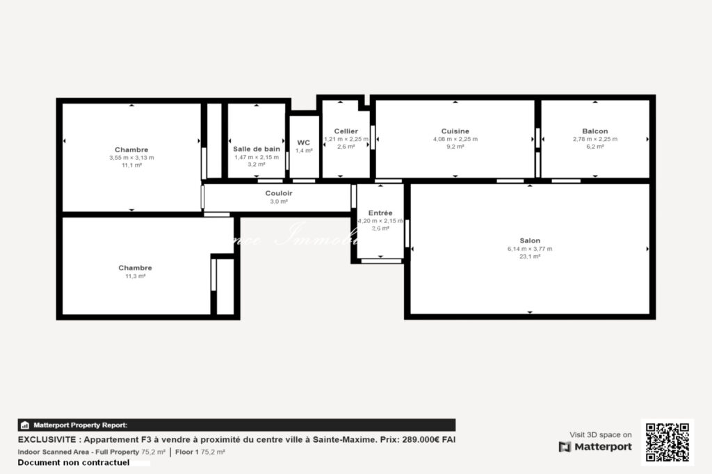 vente appartement 3 Pièce(s) – 3 pièces – 2 chambres – 76.00 m²