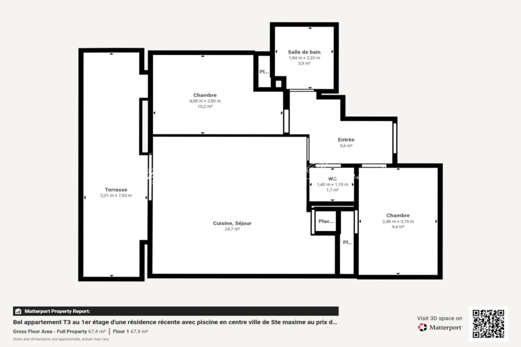 vente appartement 3 Pièce(s) – 3 pièces – 2 chambres – 60.00 m²