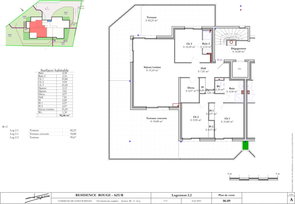 SUPERBE TOIT TERRASSE 4 PIÈCES EN DERNIER ÉTAGE + GARAGE + P – 4 pièces – 3 chambres – 4  – 92.46 m²