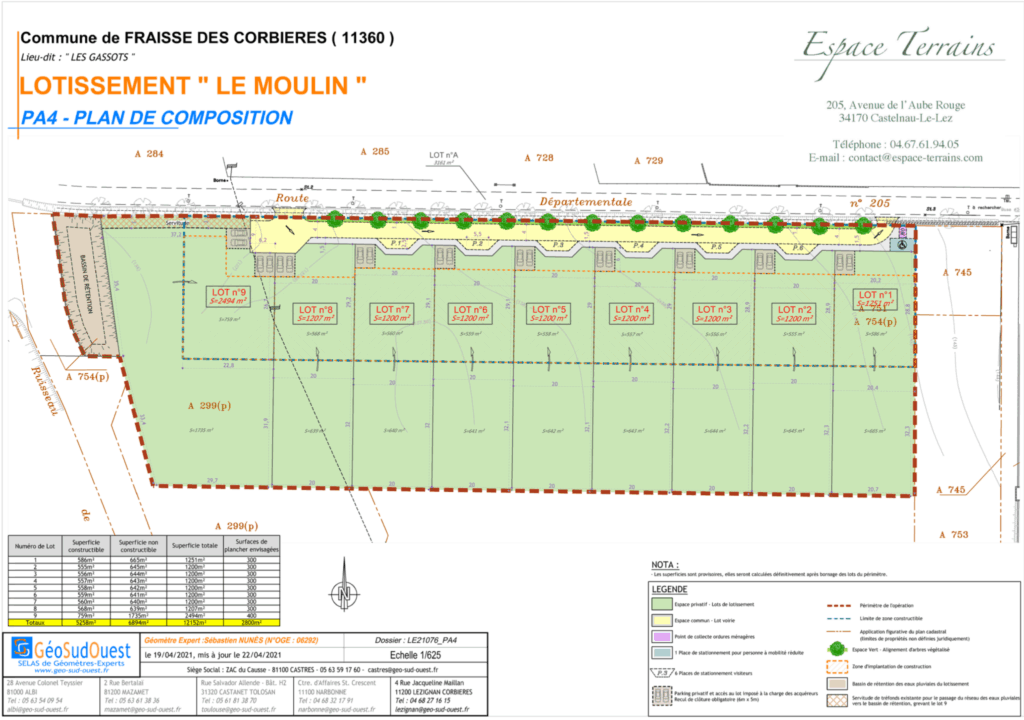 DERNIER LOT  A LA VENTE – FRAÏSSE-DES-CORBIERES- LOTISSEMENT – NR pièces – NR chambres – NR  – 1200 m²