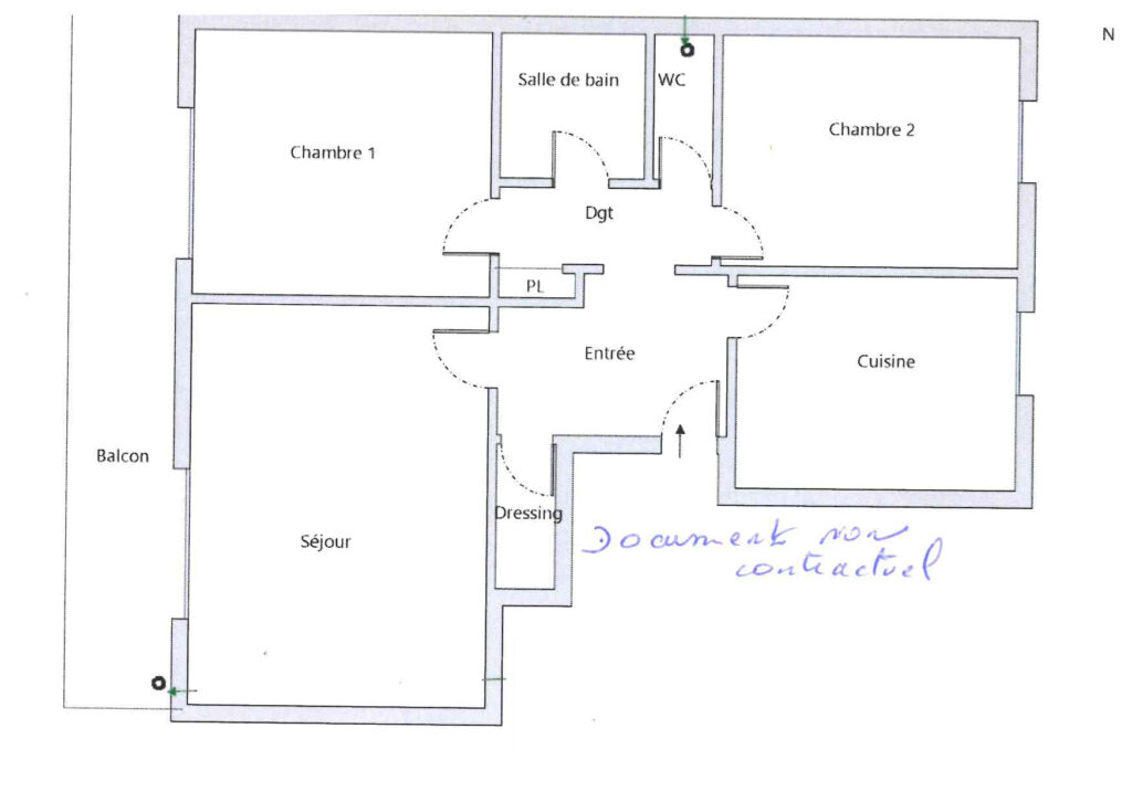 ANNECY Quartier des Galeries Lafayette, Appartement de type  – 3 pièces – 2 chambres – NR  – 61.64 m²